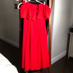 Red strapless ASOS dress